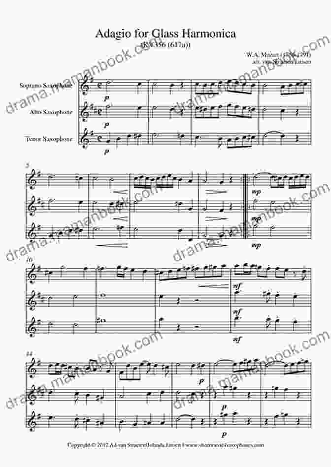 Adagio In Major For Glass Harmonica By Mozart Sheet Music, Featuring Intricate Notes And A Serene Melody. Adagio In C Major Glass Harmonica Mozart Easy Piano Sheet Music
